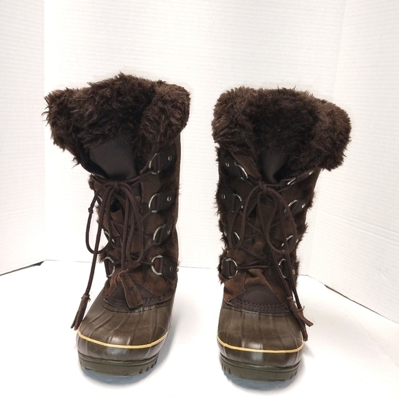 Khombu boots calf high Suede Leather Faux Fur Lined Lace up brow… - Picture 3 of 8